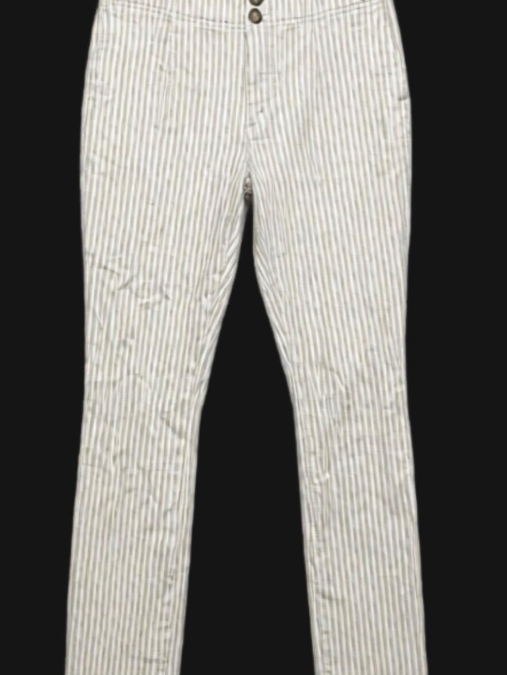 Pilcro and the Letterpress Cream and Gray Striped Cropped Pants